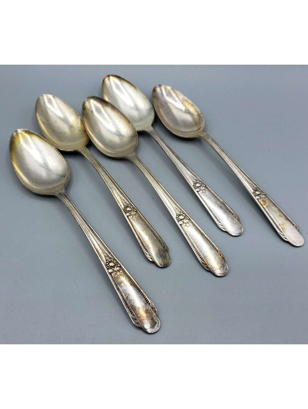 Vintage 1937 WM Rogers Silverplate Flatware Memory Hiawatha Soup Spoons QTY 5